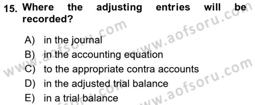 Accounting 1 Dersi 2022 - 2023 Yılı Yaz Okulu Sınav Soruları 15. Soru