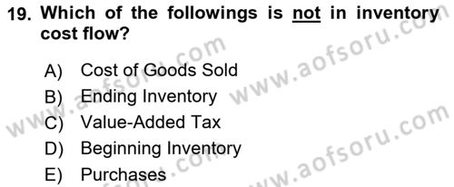 Accounting 1 Dersi 2022 - 2023 Yılı Yaz Okulu Sınav Soruları 19. Soru