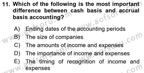 Accounting 1 Dersi 2023 - 2024 Yılı (Vize) Ara Sınav Soruları 11. Soru