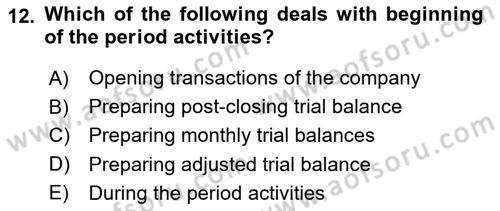 Accounting 1 Dersi 2023 - 2024 Yılı (Vize) Ara Sınav Soruları 12. Soru