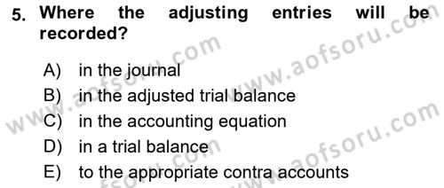 Accounting 1 Dersi 2023 - 2024 Yılı (Vize) Ara Sınav Soruları 5. Soru