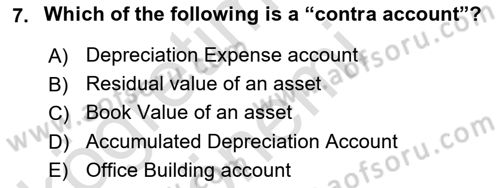 Accounting 1 Dersi 2023 - 2024 Yılı (Vize) Ara Sınav Soruları 7. Soru