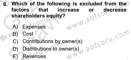 Accounting 1 Dersi 2023 - 2024 Yılı (Vize) Ara Sınav Soruları 8. Soru