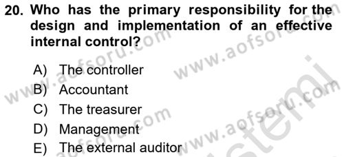 Accounting 1 Dersi 2023 - 2024 Yılı (Final) Dönem Sonu Sınav Soruları 20. Soru