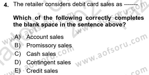 Accounting 1 Dersi 2023 - 2024 Yılı Yaz Okulu Sınav Soruları 4. Soru