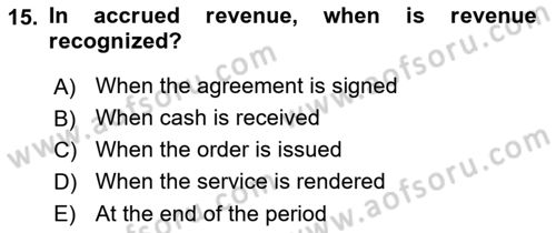 Accounting 1 Dersi 2024 - 2025 Yılı (Vize) Ara Sınav Soruları 15. Soru