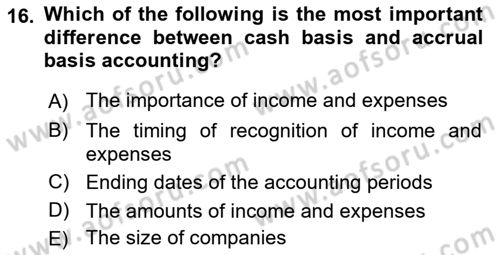Accounting 1 Dersi 2024 - 2025 Yılı (Vize) Ara Sınav Soruları 16. Soru