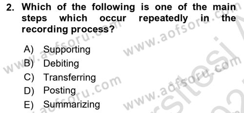 Accounting 1 Dersi 2024 - 2025 Yılı (Vize) Ara Sınav Soruları 2. Soru