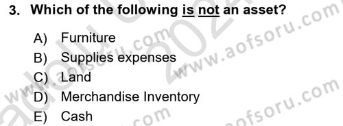 Accounting 1 Dersi 2024 - 2025 Yılı (Vize) Ara Sınav Soruları 3. Soru