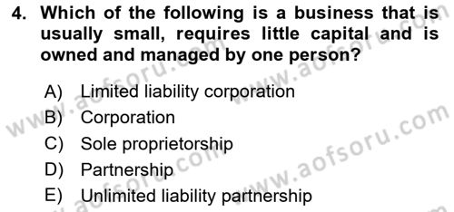 Accounting 1 Dersi 2024 - 2025 Yılı (Vize) Ara Sınav Soruları 4. Soru