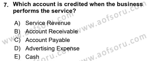 Accounting 1 Dersi 2024 - 2025 Yılı (Vize) Ara Sınav Soruları 7. Soru