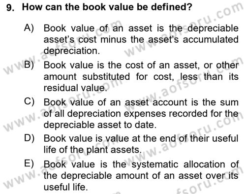 Accounting 1 Dersi 2024 - 2025 Yılı (Vize) Ara Sınav Soruları 9. Soru