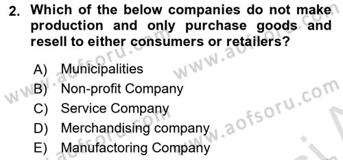 Accounting 1 Dersi 2024 - 2025 Yılı (Final) Dönem Sonu Sınav Soruları 2. Soru