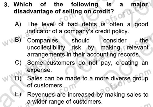 Accounting 1 Dersi 2024 - 2025 Yılı (Final) Dönem Sonu Sınav Soruları 3. Soru