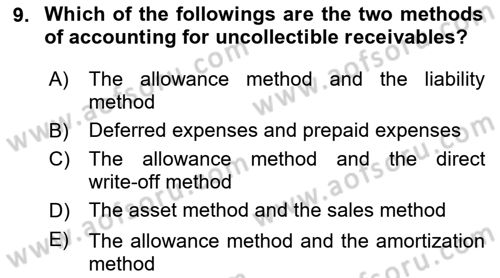 Accounting 1 Dersi 2024 - 2025 Yılı (Final) Dönem Sonu Sınav Soruları 9. Soru