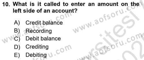 Accounting 1 Dersi 2024 - 2025 Yılı Yaz Okulu Sınav Soruları 10. Soru
