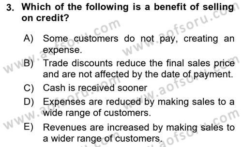 Accounting 1 Dersi 2024 - 2025 Yılı Yaz Okulu Sınav Soruları 3. Soru