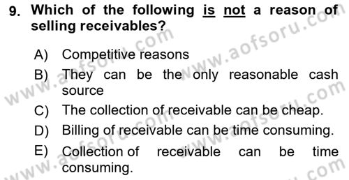 Accounting 1 Dersi 2024 - 2025 Yılı Yaz Okulu Sınav Soruları 9. Soru