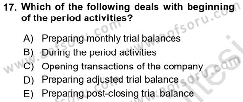Accounting 1 Dersi 2025 - 2026 Yılı (Vize) Ara Sınav Soruları 17. Soru