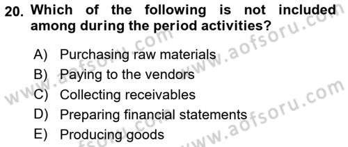 Accounting 1 Dersi 2025 - 2026 Yılı (Vize) Ara Sınav Soruları 20. Soru