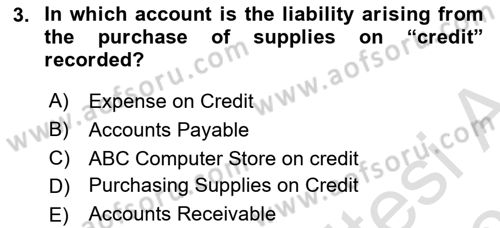 Accounting 1 Dersi 2025 - 2026 Yılı (Vize) Ara Sınav Soruları 3. Soru