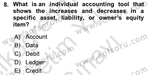 Accounting 1 Dersi 2025 - 2026 Yılı (Vize) Ara Sınav Soruları 8. Soru