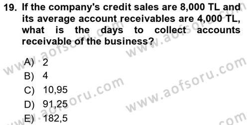Accounting 1 Dersi 2025 - 2026 Yılı (Final) Dönem Sonu Sınav Soruları 19. Soru