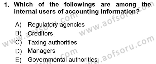Accounting 1 Dersi 2025 - 2026 Yılı Yaz Okulu Sınav Soruları 1. Soru