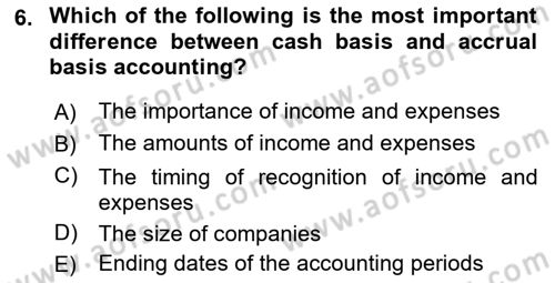 Accounting 1 Dersi 2025 - 2026 Yılı Yaz Okulu Sınav Soruları 6. Soru