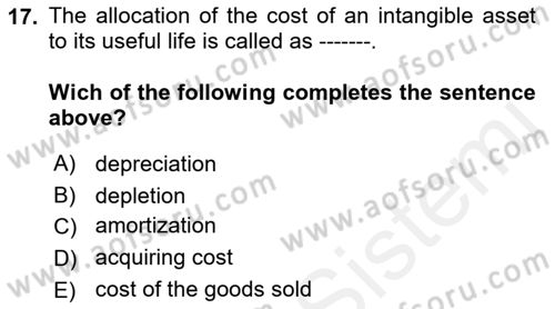 Accounting 2 Dersi 2018 - 2019 Yılı (Vize) Ara Sınav Soruları 17. Soru
