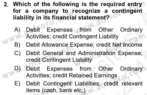 Accounting 2 Dersi 2018 - 2019 Yılı (Vize) Ara Sınav Soruları 2. Soru