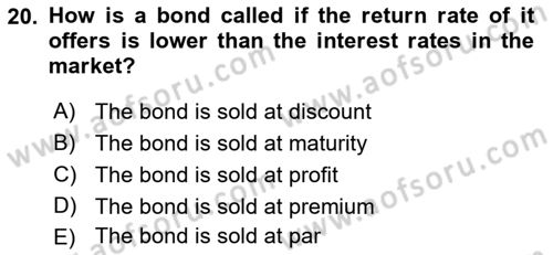 Accounting 2 Dersi 2018 - 2019 Yılı (Vize) Ara Sınav Soruları 20. Soru