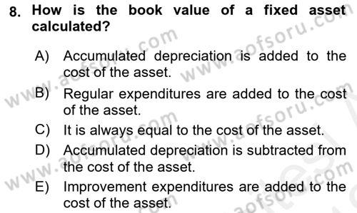 Accounting 2 Dersi 2018 - 2019 Yılı (Vize) Ara Sınav Soruları 8. Soru