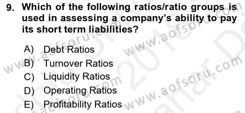 Accounting 2 Dersi 2018 - 2019 Yılı (Vize) Ara Sınav Soruları 9. Soru