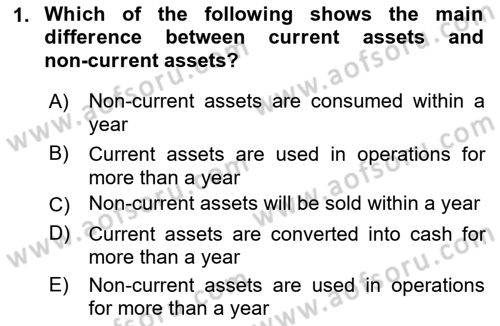 Accounting 2 Dersi 2018 - 2019 Yılı (Final) Dönem Sonu Sınav Soruları 1. Soru