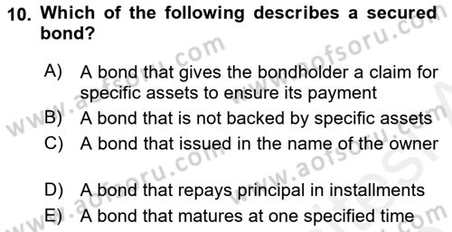 Accounting 2 Dersi 2018 - 2019 Yılı (Final) Dönem Sonu Sınav Soruları 10. Soru