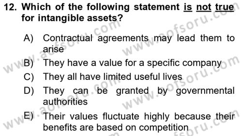 Accounting 2 Dersi 2018 - 2019 Yılı (Final) Dönem Sonu Sınav Soruları 12. Soru