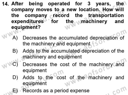Accounting 2 Dersi 2018 - 2019 Yılı Yaz Okulu Sınav Soruları 14. Soru