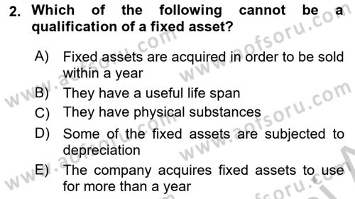 Accounting 2 Dersi 2018 - 2019 Yılı Yaz Okulu Sınav Soruları 2. Soru