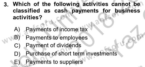Accounting 2 Dersi 2018 - 2019 Yılı Yaz Okulu Sınav Soruları 3. Soru