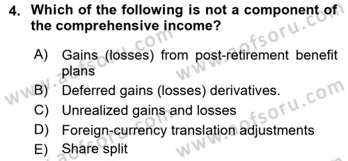 Accounting 2 Dersi 2018 - 2019 Yılı Yaz Okulu Sınav Soruları 4. Soru
