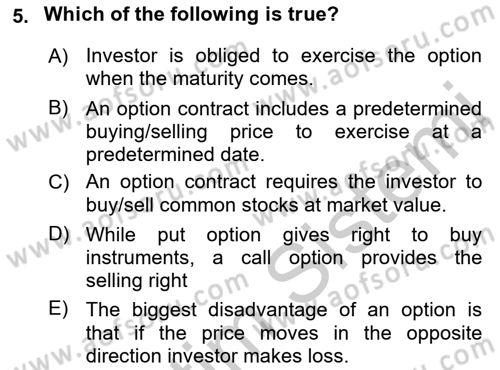 Accounting 2 Dersi 2018 - 2019 Yılı Yaz Okulu Sınav Soruları 5. Soru