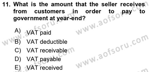 Accounting 2 Dersi 2020 - 2021 Yılı Yaz Okulu Sınav Soruları 11. Soru