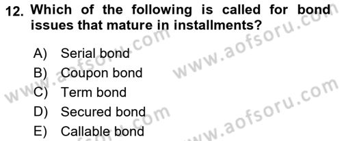 Accounting 2 Dersi 2020 - 2021 Yılı Yaz Okulu Sınav Soruları 12. Soru