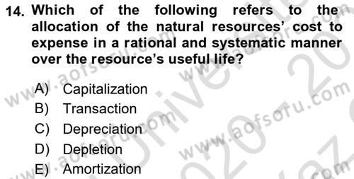 Accounting 2 Dersi 2020 - 2021 Yılı Yaz Okulu Sınav Soruları 14. Soru
