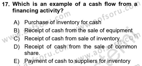 Accounting 2 Dersi 2020 - 2021 Yılı Yaz Okulu Sınav Soruları 17. Soru
