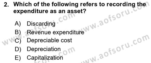 Accounting 2 Dersi 2020 - 2021 Yılı Yaz Okulu Sınav Soruları 2. Soru