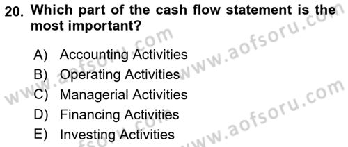 Accounting 2 Dersi 2020 - 2021 Yılı Yaz Okulu Sınav Soruları 20. Soru
