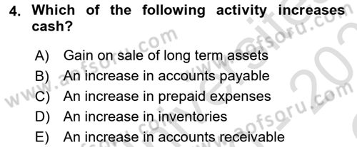 Accounting 2 Dersi 2020 - 2021 Yılı Yaz Okulu Sınav Soruları 4. Soru