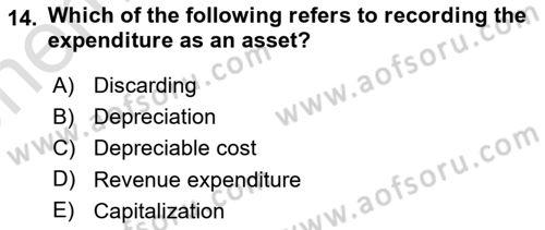 Accounting 2 Dersi 2021 - 2022 Yılı (Vize) Ara Sınav Soruları 14. Soru